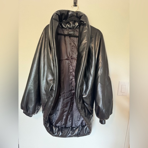 NEW Akira Due for a Win Cocoon Coat Faux Leather Black Small Oversized NWOT - Picture 3 of 8